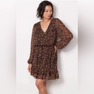 Evereve Olivia Dark Floral Long Sleeve Dress XL